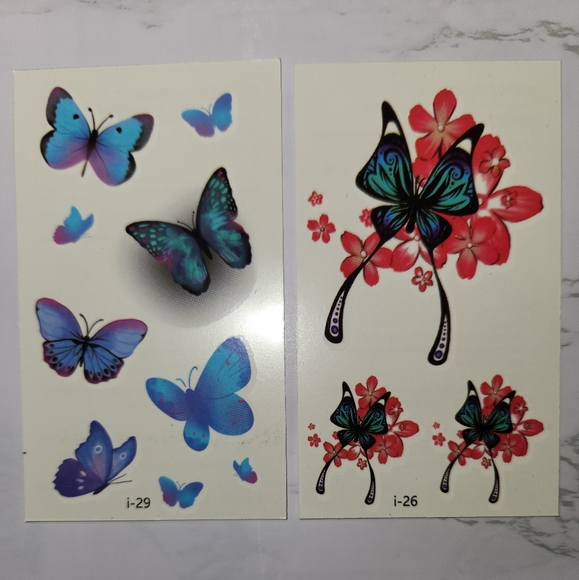 Temporary Tattoos Waterproof Butterfly Floral Art Designs 10 Sheets - Picture 5 of 9